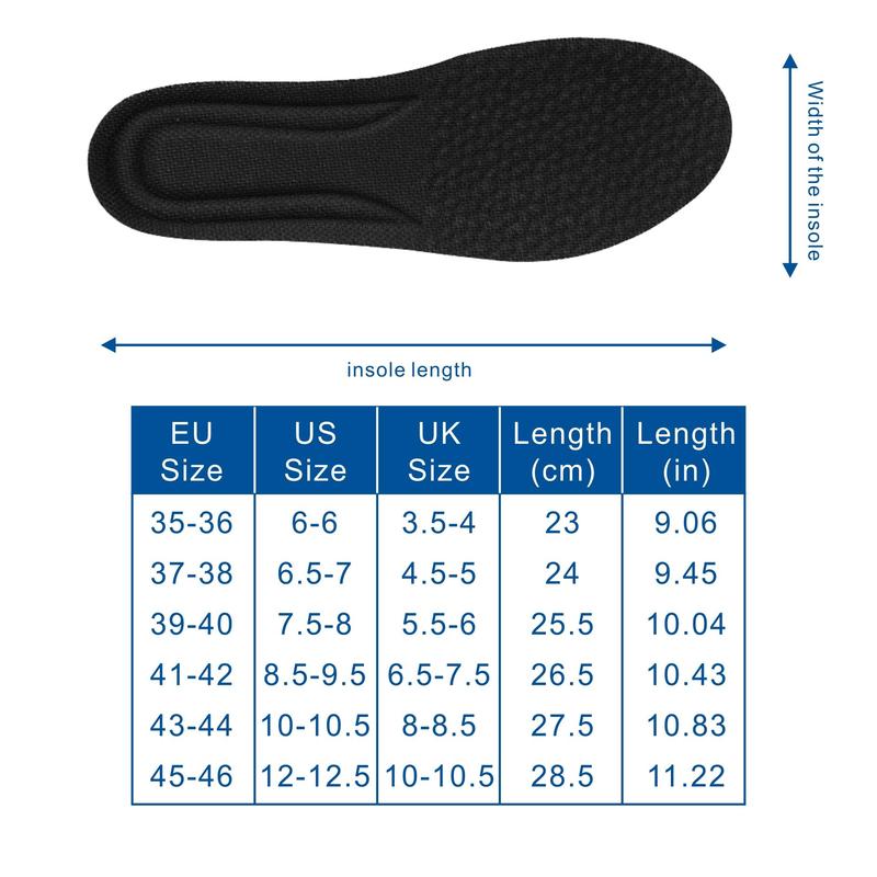 Sports Insoles, Shock Absorption Breathable Sweat Absorption Soft Bottom Comfortable Insoles for Men & Women, Sports Shoe Accessories