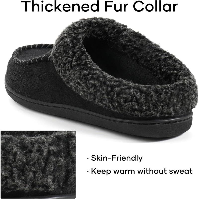 ULTRAIDEAS Men's Nealon Moccasin Clog Slipper, Slip on Indoor Outdoor House Shoes winter warm soft fluffy slippers black casual slippers