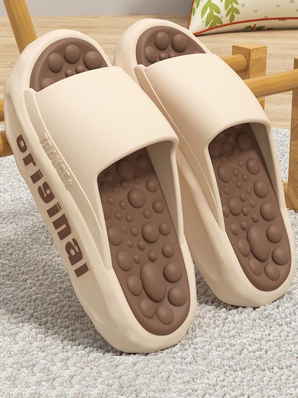 Men's Letter Decor Slides, Casual Comfortable Home Slippers, Non-slip Soft Slippers for Indoor & Outdoor Wear