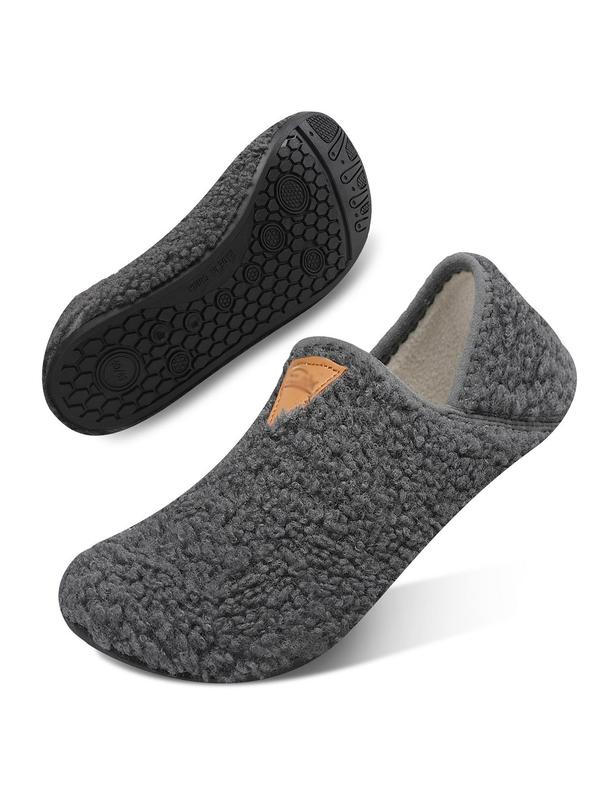 Men's Solid Color Plush Slippers, Casual Soft Comfortable Home Slippers, Portable, Soft and Foldable to Pack Warm Slippers for Indoor & Outdoor Use for Fall & Winter