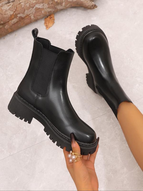 Women's Fashionable Solid Color Ankle Boots, Casual Comfortable Round Toe Chelsea Boots for Daily Wear, Female All-match Trend Shoes for Daily Wear