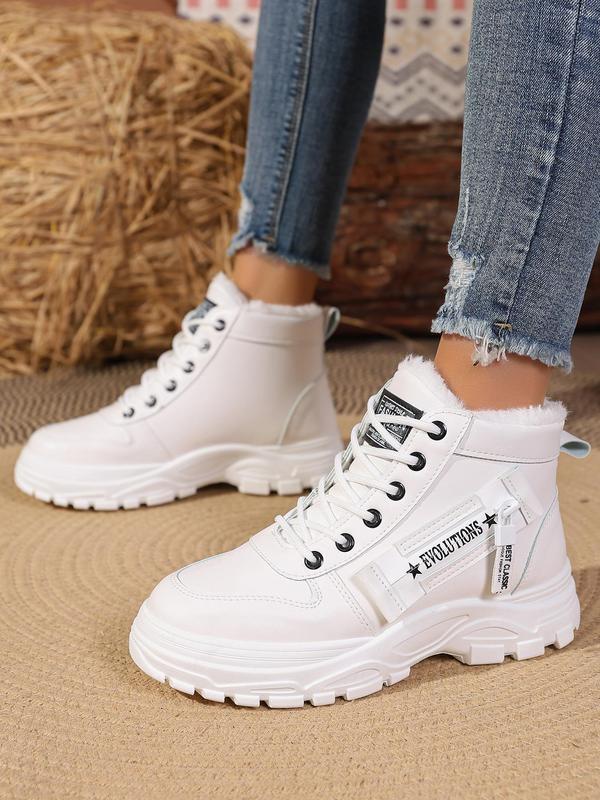 Women's Fashionable Lace Up Front Platform Ankle Boots, Casual Comfortable Warm Boots for Fall & Winter, Female All-match Trendy Shoes for Daily Wear