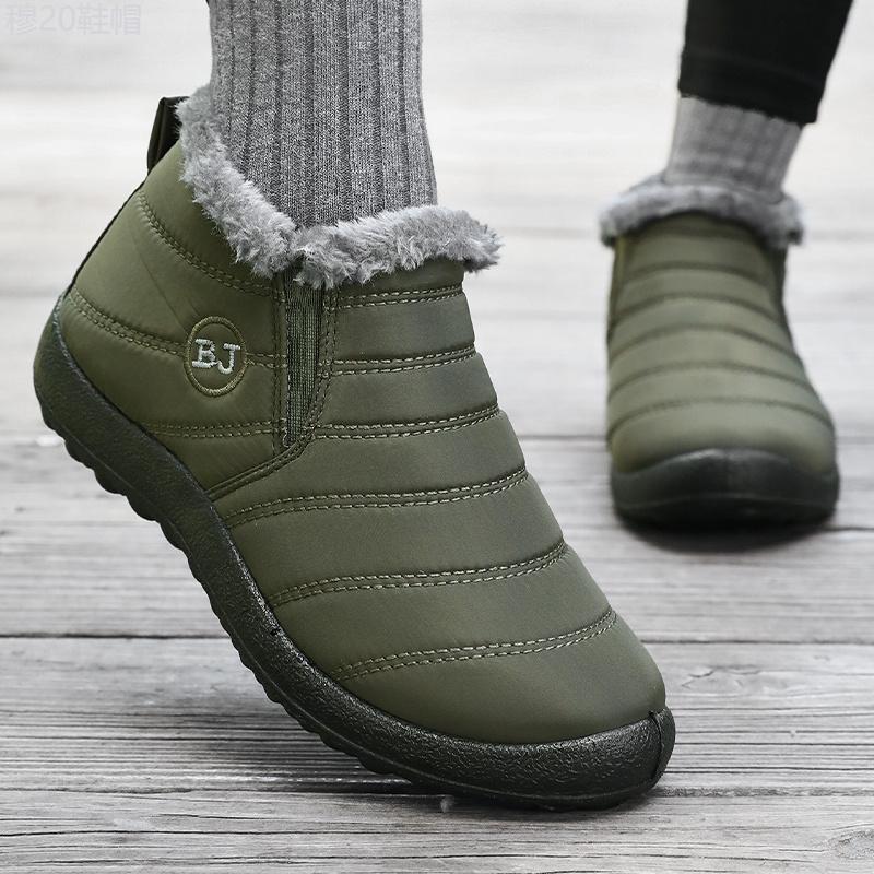 Unisex Warm Ankle Snow Boots with Plush Lining - Waterproof Winter Short Boots with Non-Slip Polyurethane Sole, Fabric Upper & Insole - Windproof Slip-On Footwear for Men and Women Boy Walking Shoes Boy Walking Shoes Closed Comfort Bota Weight Tactical