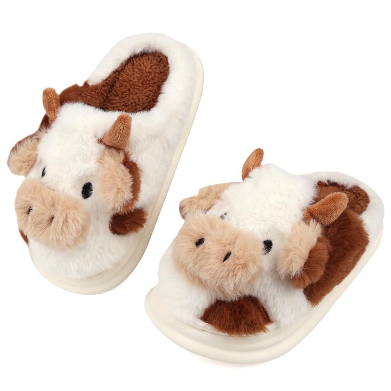 Winter Fashion Girls' Home Warm Plush Soft Cute Girl Heart Cow Baotou Cotton Slippers