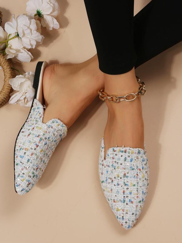 Women's Elegant Tweed Slip on Flats, 1 Pair Trendy Pointed Toe Flat Shoes, All-match Chic Shoes for Daily Wear