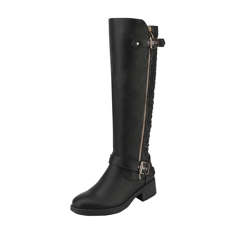 Women's Stylish Knee High Riding Boots with Wide Calf Circumference