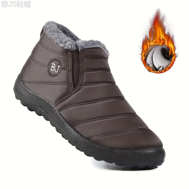 Unisex Warm Ankle Snow Boots with Plush Lining - Waterproof Winter Short Boots with Non-Slip Polyurethane Sole, Fabric Upper & Insole - Windproof Slip-On Footwear for Men and Women Boy Walking Shoes Boy Walking Shoes Closed Comfort Bota Weight Tactical