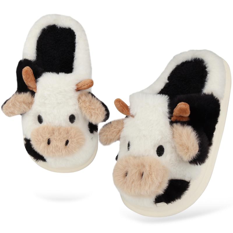 Winter Fashion Girls' Home Warm Plush Soft Cute Girl Heart Cow Baotou Cotton Slippers