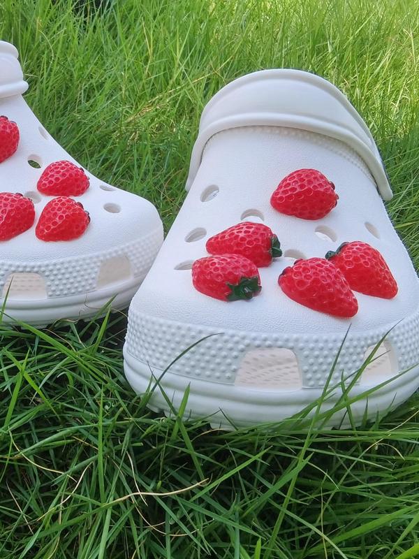 9pcs set Cute Strawberry Design Shoe Decoration, Fruit Shoe Decorations for Clogs, Kawaii Shoes Accessories