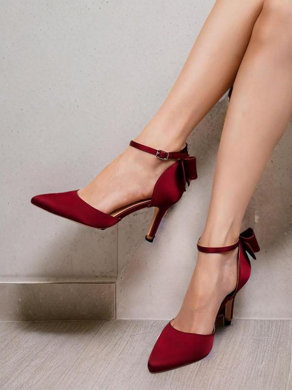 Women's Bow Decorated Stiletto Heels, Elegant Solid Color Pointed Toe High Heels for Party, Daily Clothing Decor