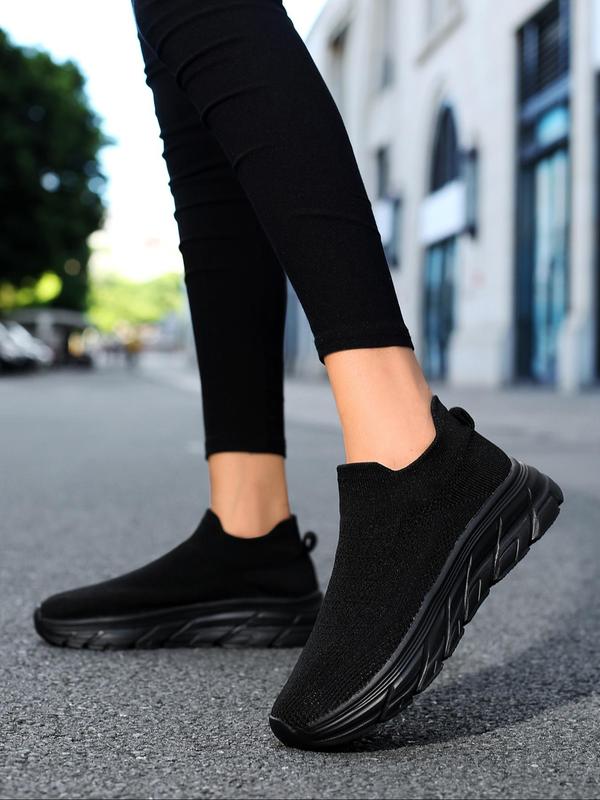 Women's Solid Color Slip on Mesh Breathable Sneakers, Casual Comfortable Sports Running Shoes, All-match Basic Shoes for Daily Wear