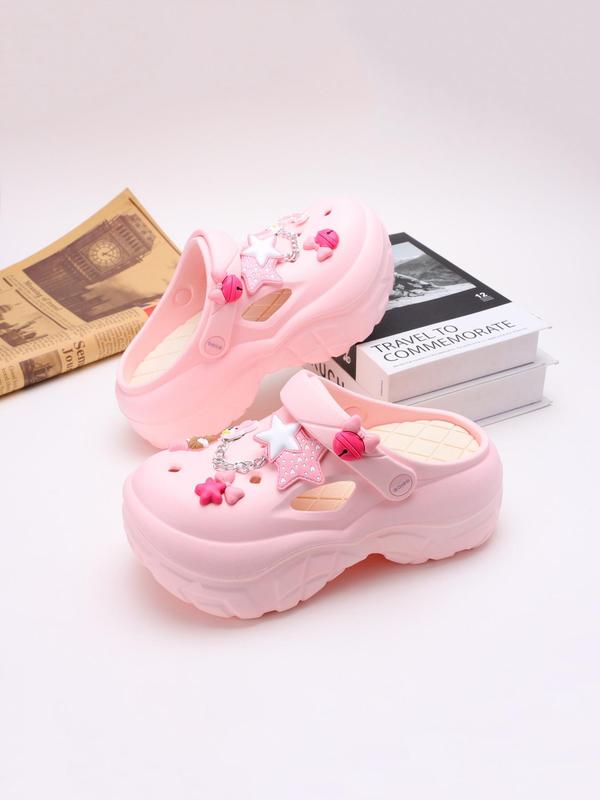 Cute Star & Bunny Design Chunky Vented Clog for Women, Soft Back To School Non-slip Sandal, Chunky Vented Classic Clogs for Daily, 2024 Summer Trendy Shoes