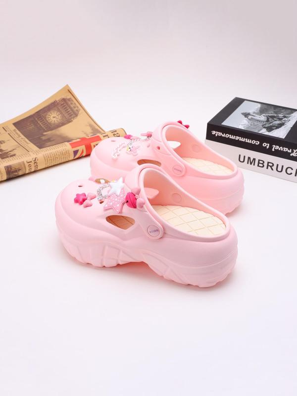 Cute Star & Bunny Design Chunky Vented Clog for Women, Soft Back To School Non-slip Sandal, Chunky Vented Classic Clogs for Daily, 2024 Summer Trendy Shoes