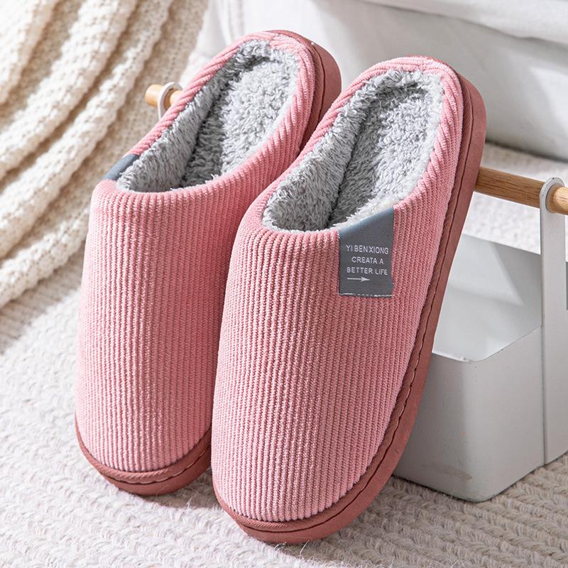 Cotton Slippers Women Mens Couple's Solid Color Autumn and Winter Family Slippers Warm Indoor Slippers for Men Comfort