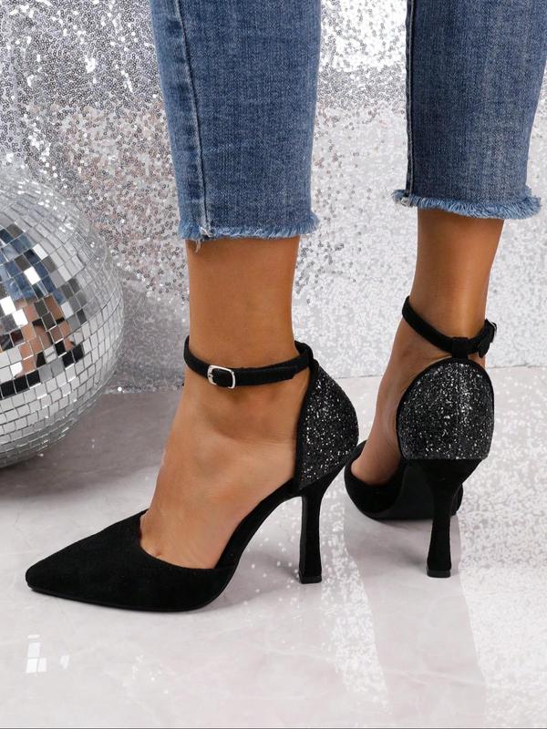 Women's Fashionable Glitterings Minimalist Heels, Elegant Pointed Toe High Heel Shoes for Party, Daily Decor, Trendy Heeled Shoes for Women & Girls