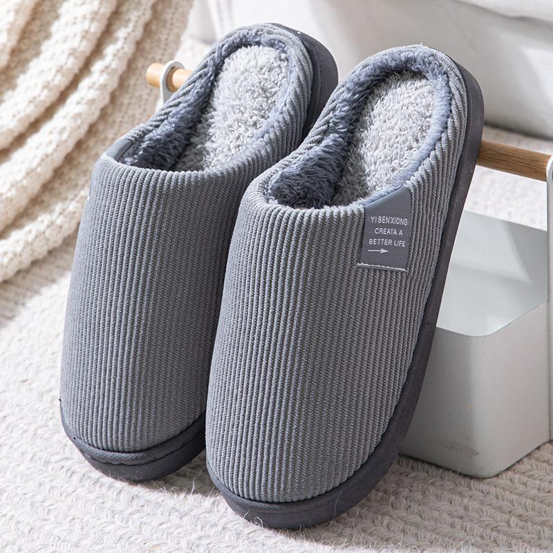 Cotton Slippers Women Mens Couple's Solid Color Autumn and Winter Family Slippers Warm Indoor Slippers for Men Comfort