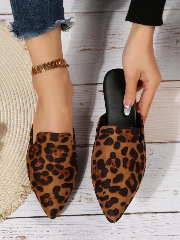 Women's Fashionable Random Leopard Print Slip on Flats, 1 Pair Casual Pointed Toe Flat Shoes for Daily Wear, Comfortable Soft Shoes for Women & Girls