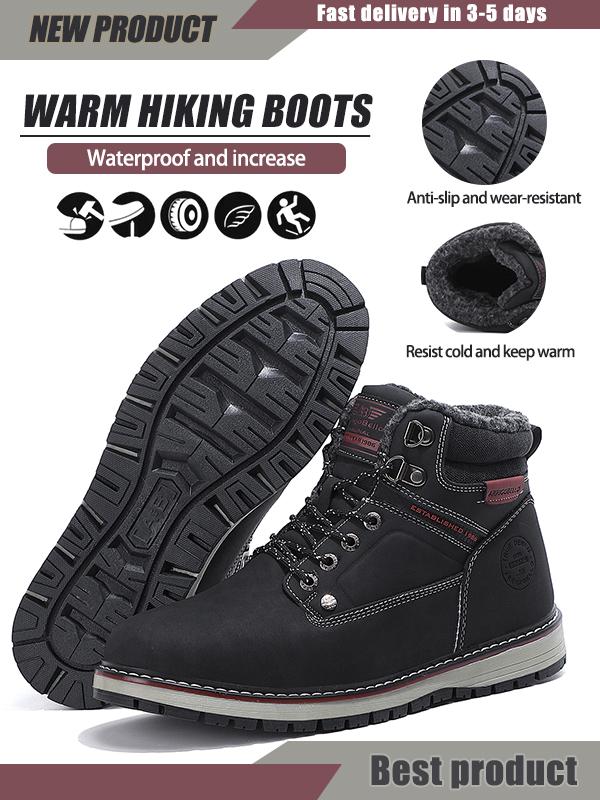 ARRIGO BELLO Winter Boots Martin Boots Men's Fashion Casual Sports Shoes Anti-Snow Snow Boots Plus Velvet Warm Outdoor Waterproof Shoes (Black)