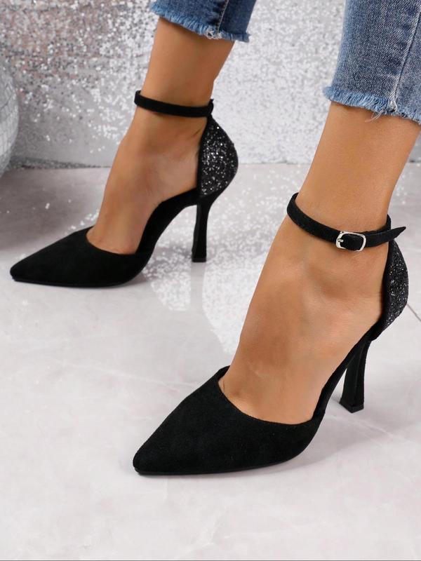 Women's Fashionable Glitterings Minimalist Heels, Elegant Pointed Toe High Heel Shoes for Party, Daily Decor, Trendy Heeled Shoes for Women & Girls