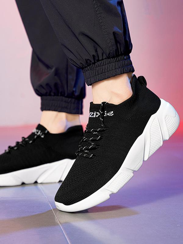 Fall Lace Up Low Top Sneakers, Casual Shoes Comfortable Sports Running Training Shoes, Sporty Sneakers for Men Letter Graphic Black Sneakers, Athletic Shoes, Fall Outfits, Fall Freshness 2024 Fall Shoes