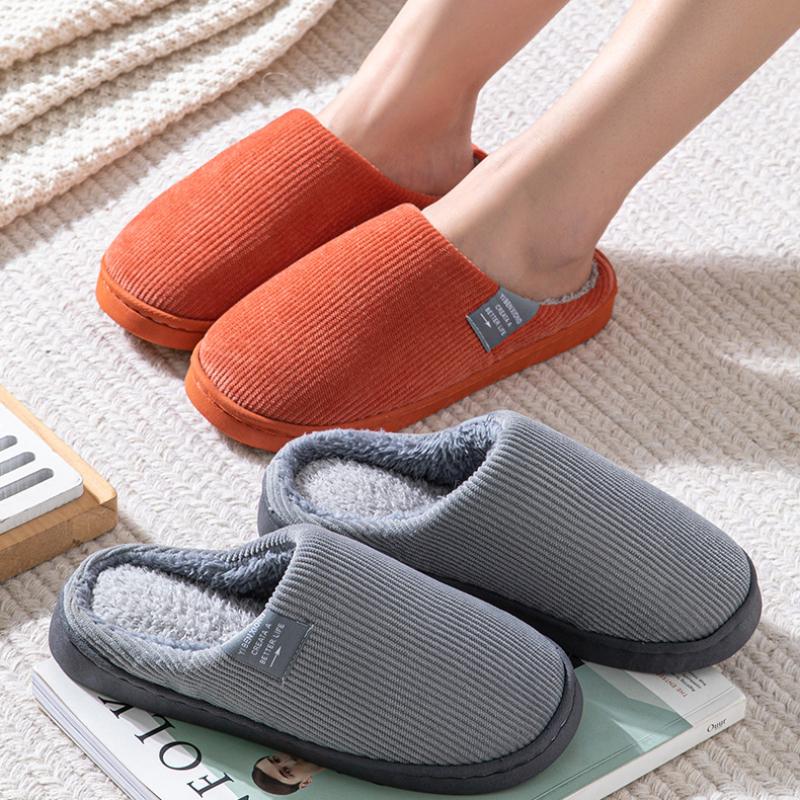 Cotton Slippers Women Mens Couple's Solid Color Autumn and Winter Family Slippers Warm Indoor Slippers for Men Comfort