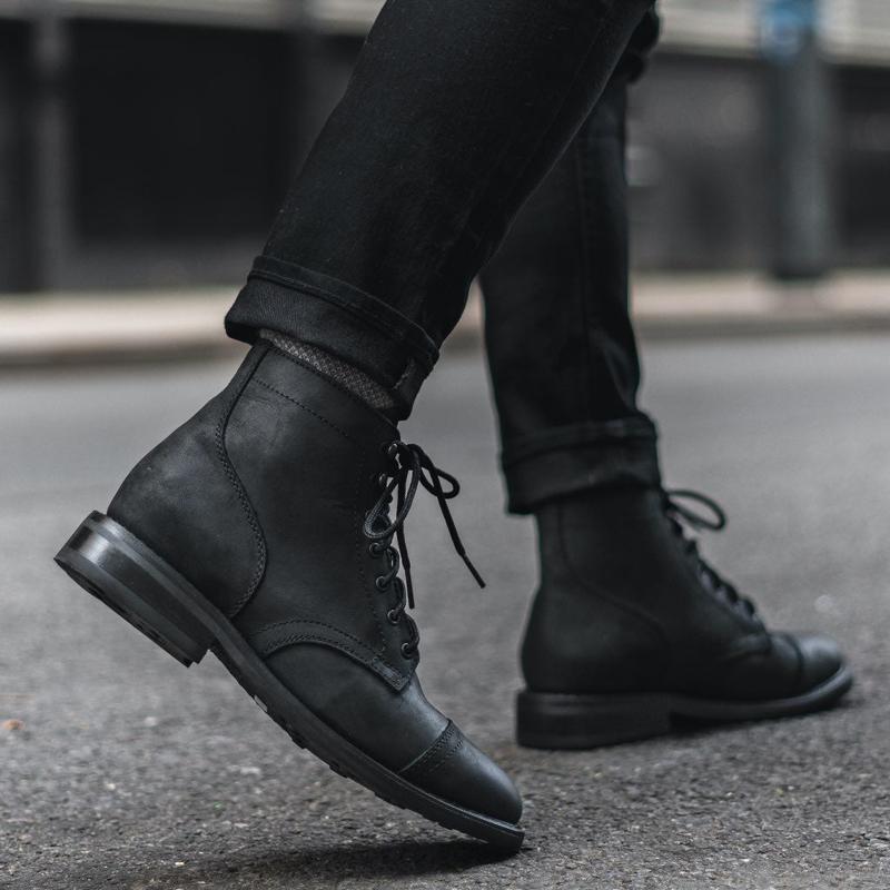 Thursday Boots Men's Captain Lace-Up Boot In Black Matte Leather