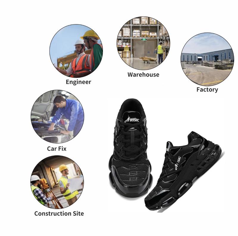 Black Friday Steel Toe Work Shoes for Men Safety Composite Toe Sneakers Lightweight Comfortable Black Wide Utility Indestructible Industrial Construction Cushion Zapatos de seguridad para Hombres Mujer