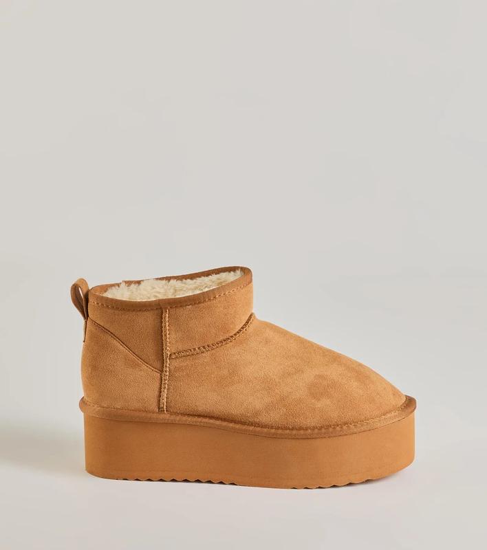 Cozy Feels Faux Sherpa Lined Platform Booties