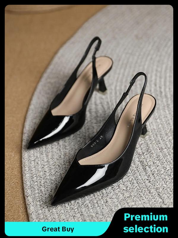 Summer Minimalist Slingback Pumps, Elegant Solid Color Stylish Stiletto High Heels, Comfort Pointed Toe Sandals, 2024 Summer Back To School Footwear, Heels for Women Office Siren Outfit