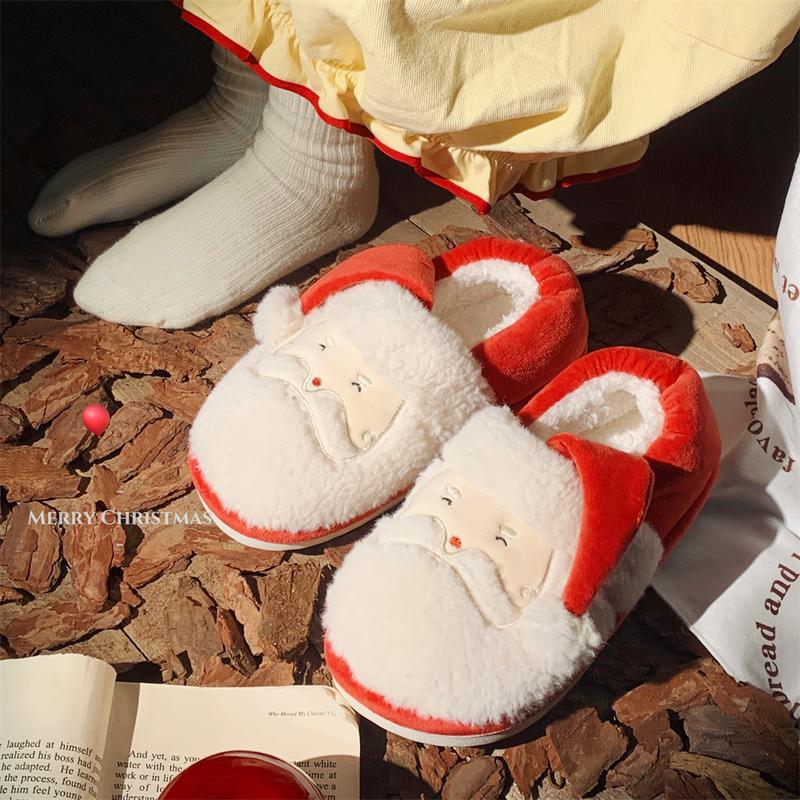 XIXITIAO Cute Fuzzy Christmas Santa Claus Slipper for Women Men,Cartoon Winter Bedroom Footwear Indoor Outdoor,Soft Warm Foam Cotton House Shoes Girl