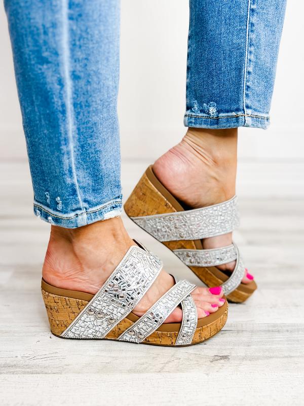 Corkys Sparkler Criss-Cross Wedges in Silver