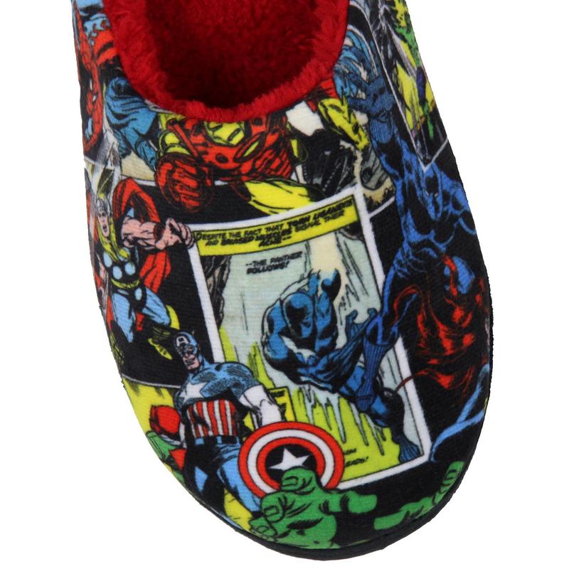 Marvel Avengers Retro Comic Strip Fleece Lined Foam Slippers For Men For Women, House Slippers for Indoors and Outdoor