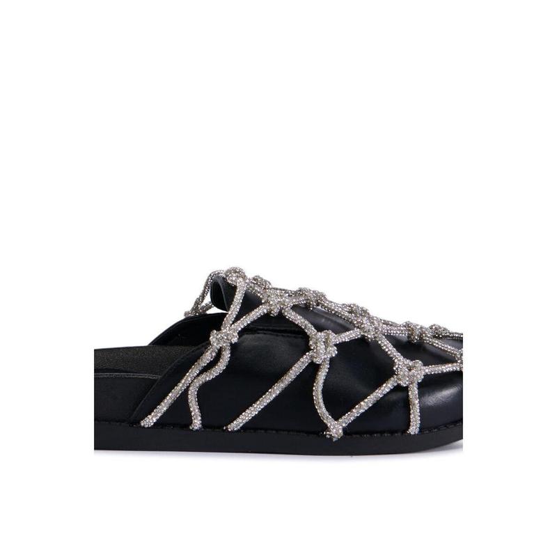 AZALEA WANG SHYLAH BLACK DIAMOND ROPE NETTED FLAT