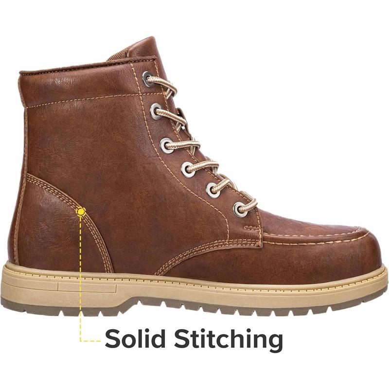 Men's Work Boots Soft Toe Industrial Construction Boots Comfortable Water Resistant Casual Boots with Moc Toe Rubber Sole