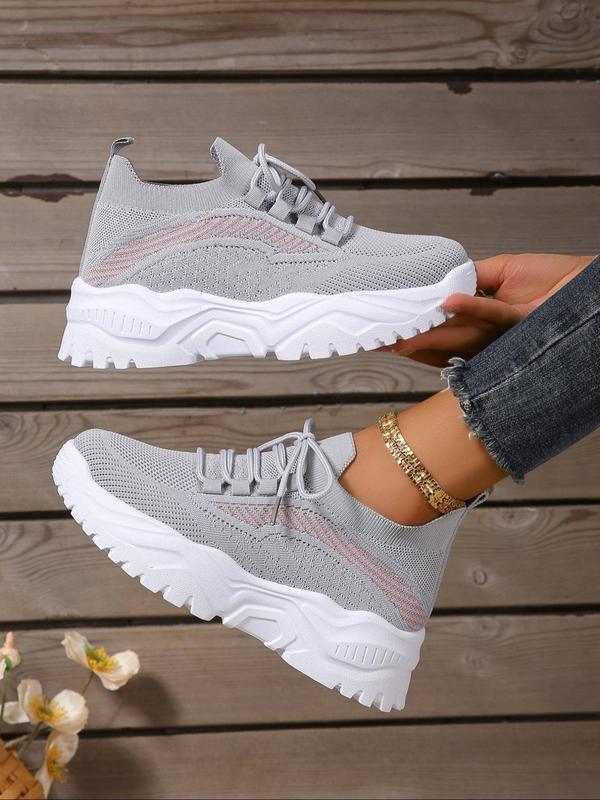 Women's Fashionable Lace Up Low Top Sneakers, Casual Comfortable Breathable Mesh Sports Running Shoes, All-match Round Toe Sneakers for Daily Wear