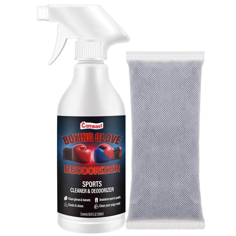 Boxing Glove Deodorizer Cleaner Spray（with Desiccant), Gym Equipment & Shoe Odor Eliminating Spray, Yoga Mat Cleaner, Natural Plant Based Sports Deodorizer, 16.91Fl Oz