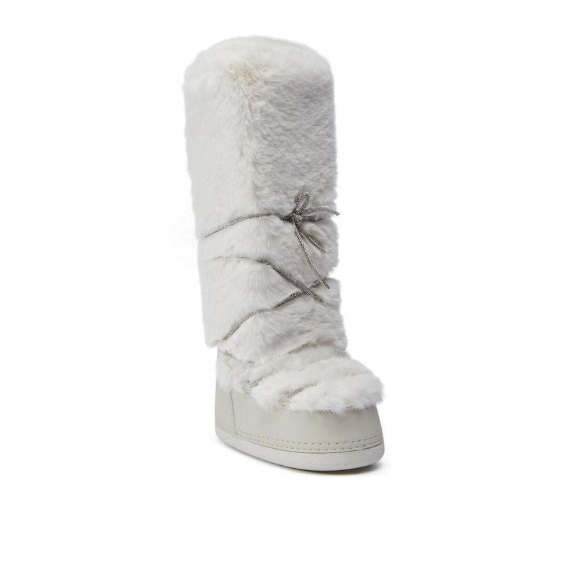 AZALEA WANG TAYTON BEIGE FUZZY FLAT KNEE HIGH BOOT