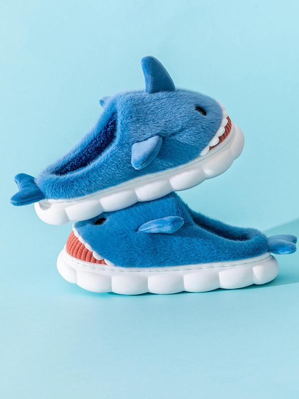 Women's Cute Cartoon Shark Design Fluffy Plush Slippers, Non-slip Warm Bedroom Slippers Shoes, Fashion Women's Platform Home Slippers for Fall & Winter Wear