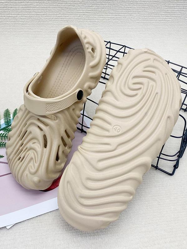 Women's Textured Design Clogs, Casual Comfortable Breathable Clogs for Beach, Fashionable Shoes for Indoor & Outdoor Wear