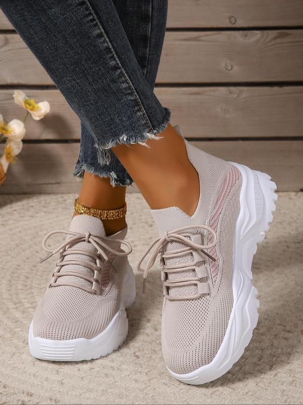 Women's Fashionable Lace Up Low Top Sneakers, Casual Comfortable Breathable Mesh Sports Running Shoes, All-match Round Toe Sneakers for Daily Wear