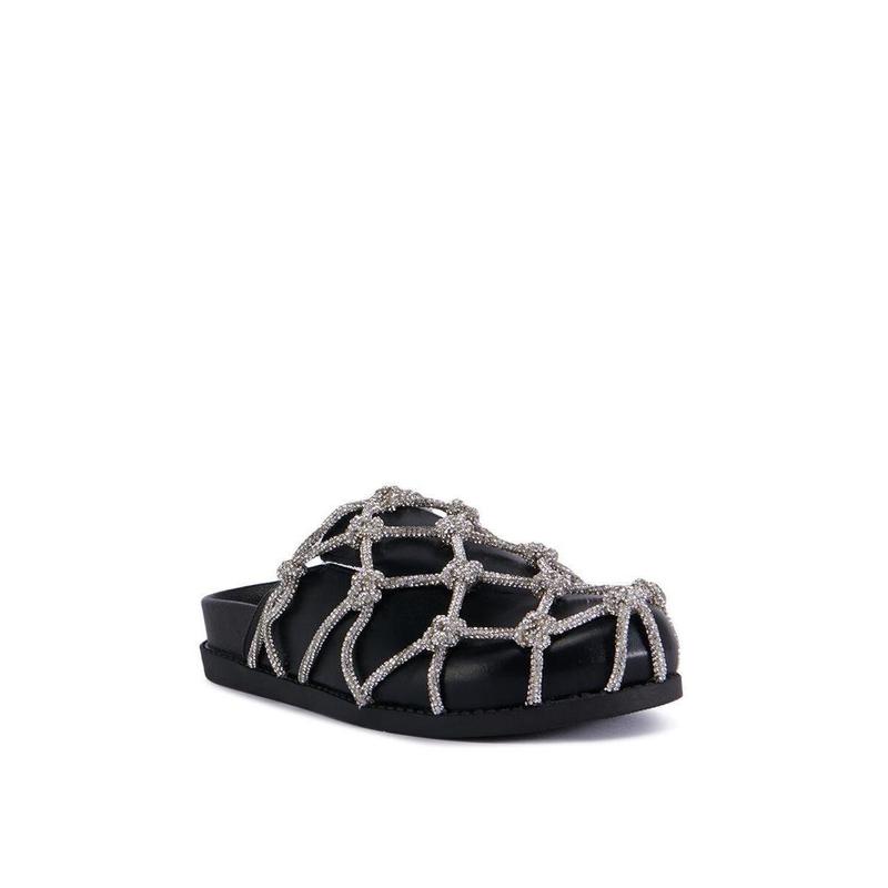 AZALEA WANG SHYLAH BLACK DIAMOND ROPE NETTED FLAT