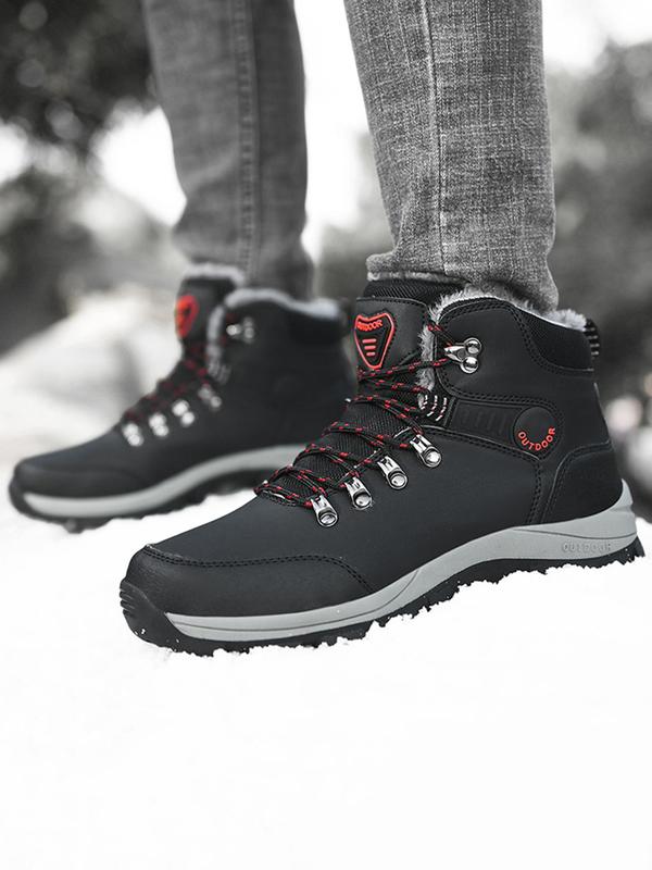 Men's Waterproof Non-slip Warm Snow Boots, Casual Outdoor Hiking Boots, Male All-match Round Toe Ankle Boots for Fall & Winter