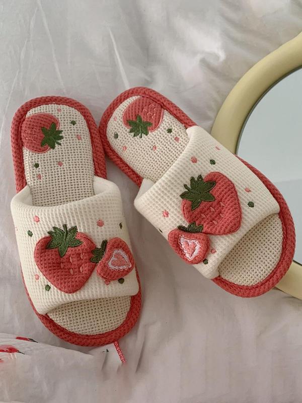 Women's Cute Strawberry Design House Slippers, 1 Pair Trendy Non-slip Soft Comfy Slippers, Chic All-match Cozy Slippers for Fall & Winter