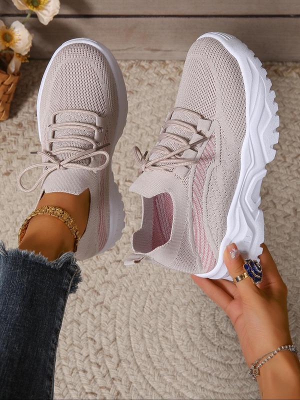 Women's Fashionable Lace Up Low Top Sneakers, Casual Comfortable Breathable Mesh Sports Running Shoes, All-match Round Toe Sneakers for Daily Wear