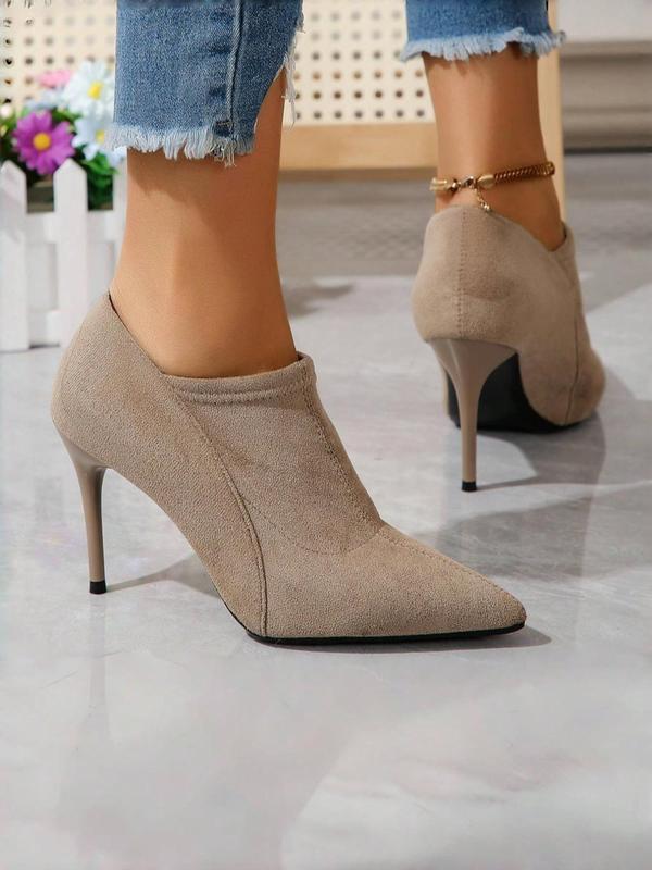 Women's Fashionable Solid Color Pointed Toe Ankle Boots, Elegant Stiletto Heeled Boots for Daily Wear, Female All-match Trend Shoes for Daily Wear