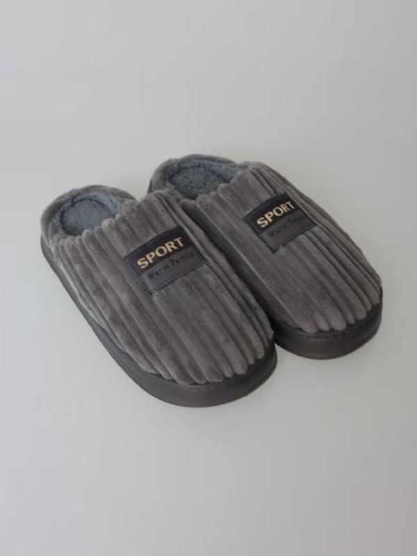 Men's Letter Label Decorated Warm Non-slip Slippers, Casual Soft Comfortable Home Slippers, Warm Slippers for Indoor & Outdoor Use for Fall & Winter