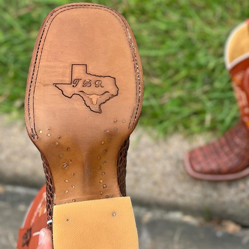 MENS COGNAC WESTERN BOOTS WITH AZTEC SHAFT