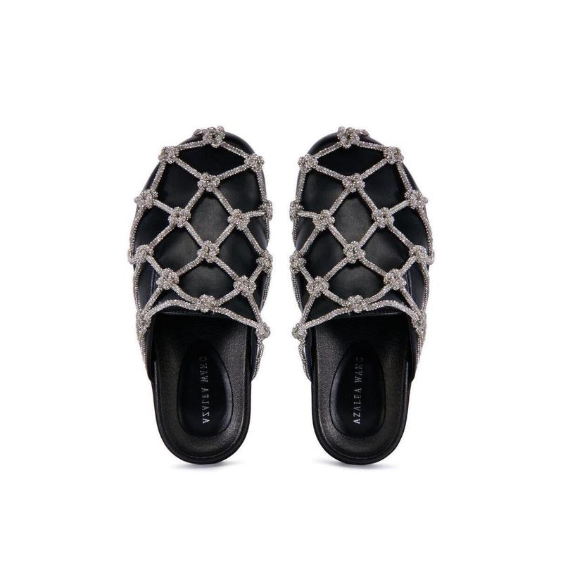 AZALEA WANG SHYLAH BLACK DIAMOND ROPE NETTED FLAT