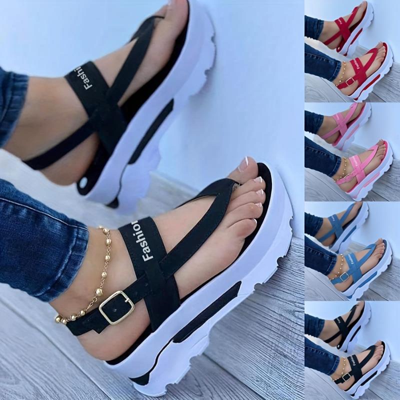 New Elegant Non Slip Women Wedges Summer Open Toe Durable Shoes For Women Buckle Sandals Footwear Zapatos De Mujer Walking Shoes Girl