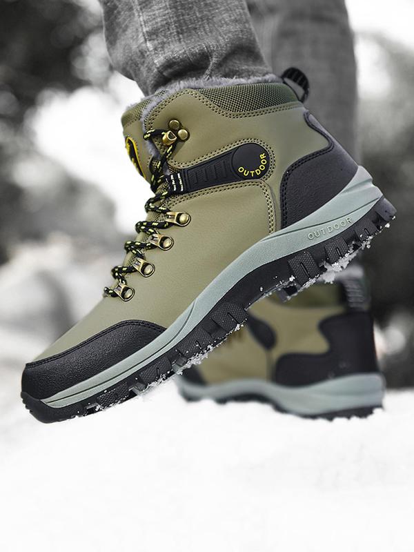 Men's Waterproof Non-slip Warm Snow Boots, Casual Outdoor Hiking Boots, Male All-match Round Toe Ankle Boots for Fall & Winter